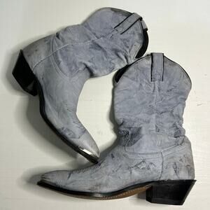 Vintage Code West Blue Leather Cowboy Boots Size 8